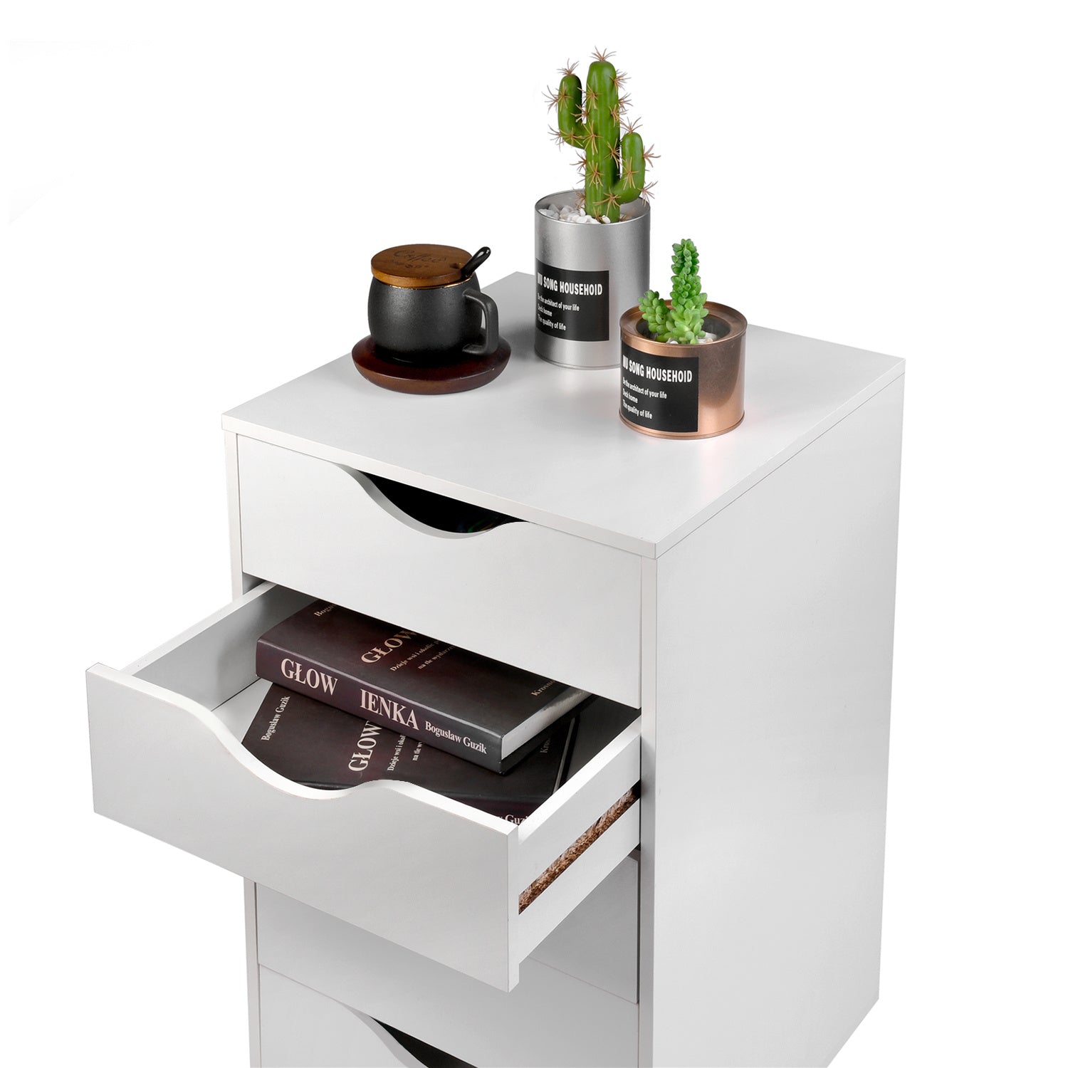 Mobile Filing Storage File Vertical Wood Cabinet with Wheel Lockable Casters, 5-Drawer, 24”H