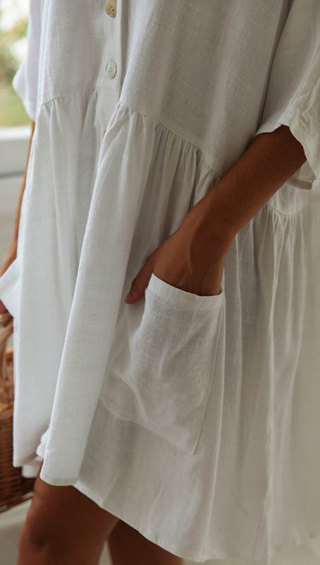 L38797 Hot Sale Women Summer Button Beach Dress