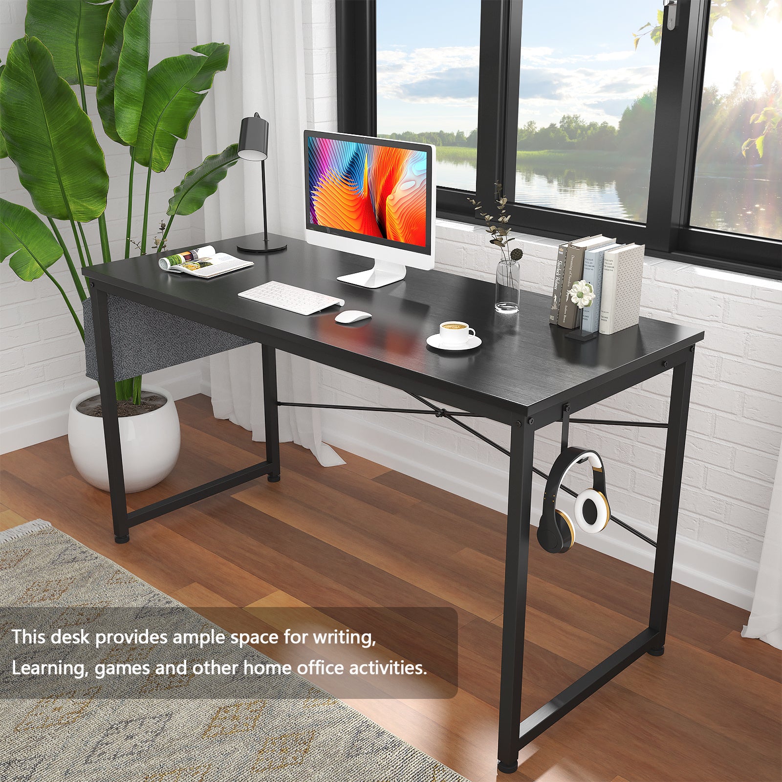 Free shipping Computer Desk 47 inch Home Office Writing Study Desk, Modern Simple Style Laptop Table with Storage Bag multicolor