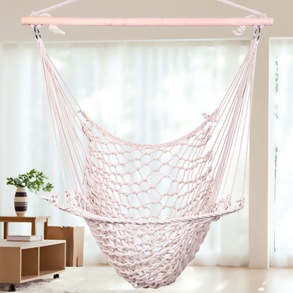Free shipping 2pcs Indoor Outdoor Garden Cotton Hanging Rope Air/Sky Chair Swing Beige Hammocks YJ