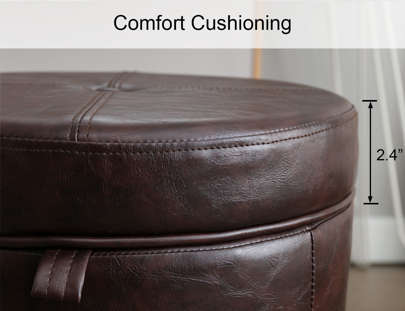 CoVibrant Velvet Vanity Stool with Storage and Tray Mid Century Small Round Ottoman for Bedroom Makeup Desk Living Room