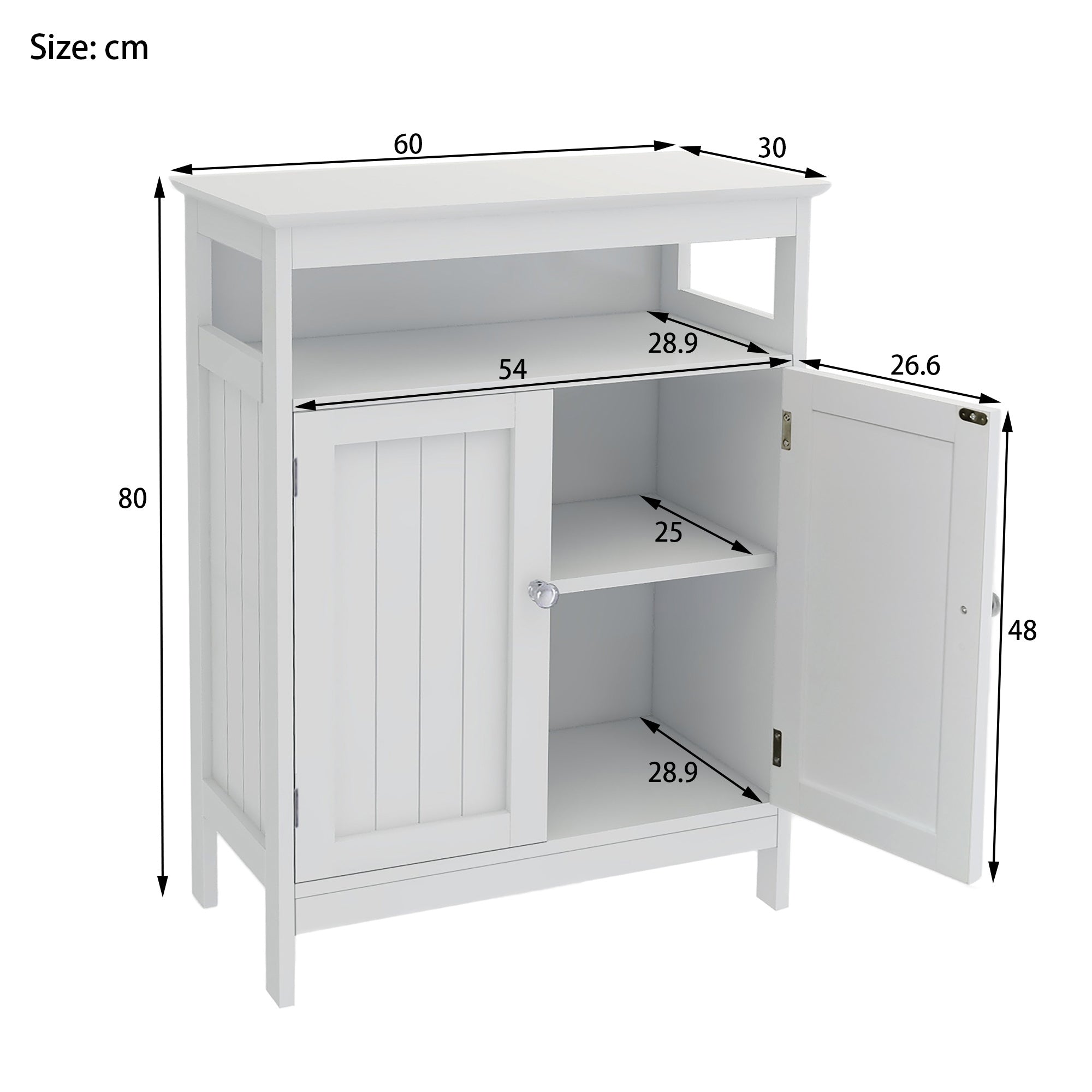 Free shipping Home Bathroom Floor Cabinet with Double Shutter Doors and Adjustable Shelves, Freestanding Bathroom Storage Cabinet with Adjustable Shelf