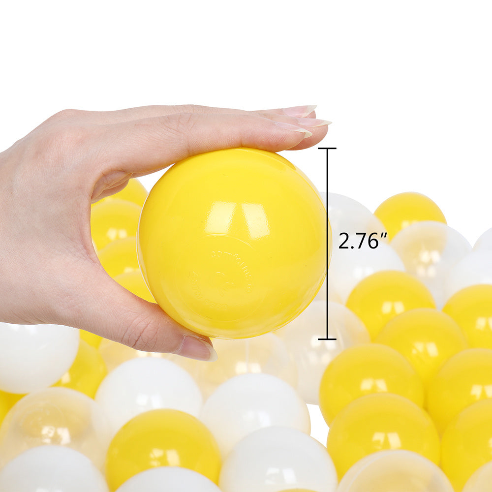 100pcs 7cm Fun Soft Plastic Ocean Ball Swim Pit Toys Baby Kids Toys (Yellow white Transparent) YF