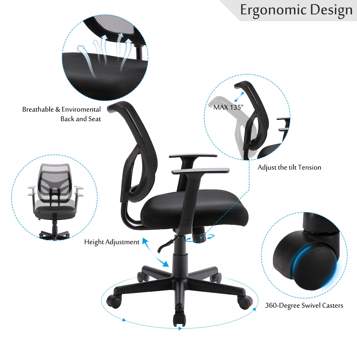 Free Shipping Ergonomic office chair mesh computer chair