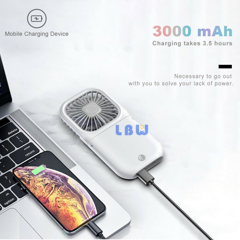 Free shipping 3000mAh Portable USB Rechargeable Hands-free Hanging Neck Folding Mini Fan for Office Dormitory Outdoor Sports Travel Cooler 3 Gears Adjustable Handheld Air Conditioner Summer Cooling