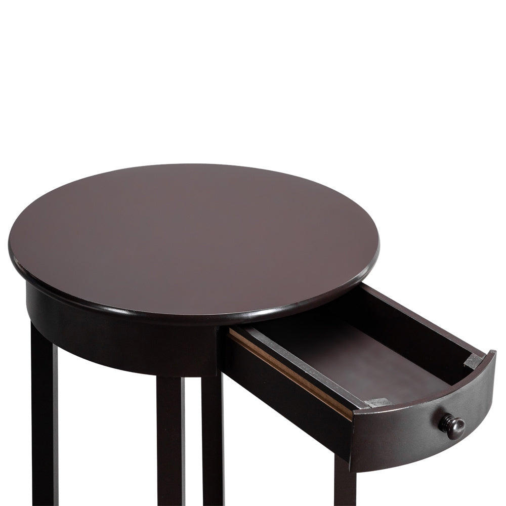 Free shipping 47x47x71CM Simple Round With Drawer Side Coffee Table Brown YJ