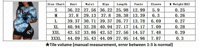 Women Summer Designer 2 piece Outfit Color Tie-dye Trendy Pink Letter Print Floral Tracksuit T-shirt Pullover Tops + Biker Shorts Sports Suit 3xl D52712