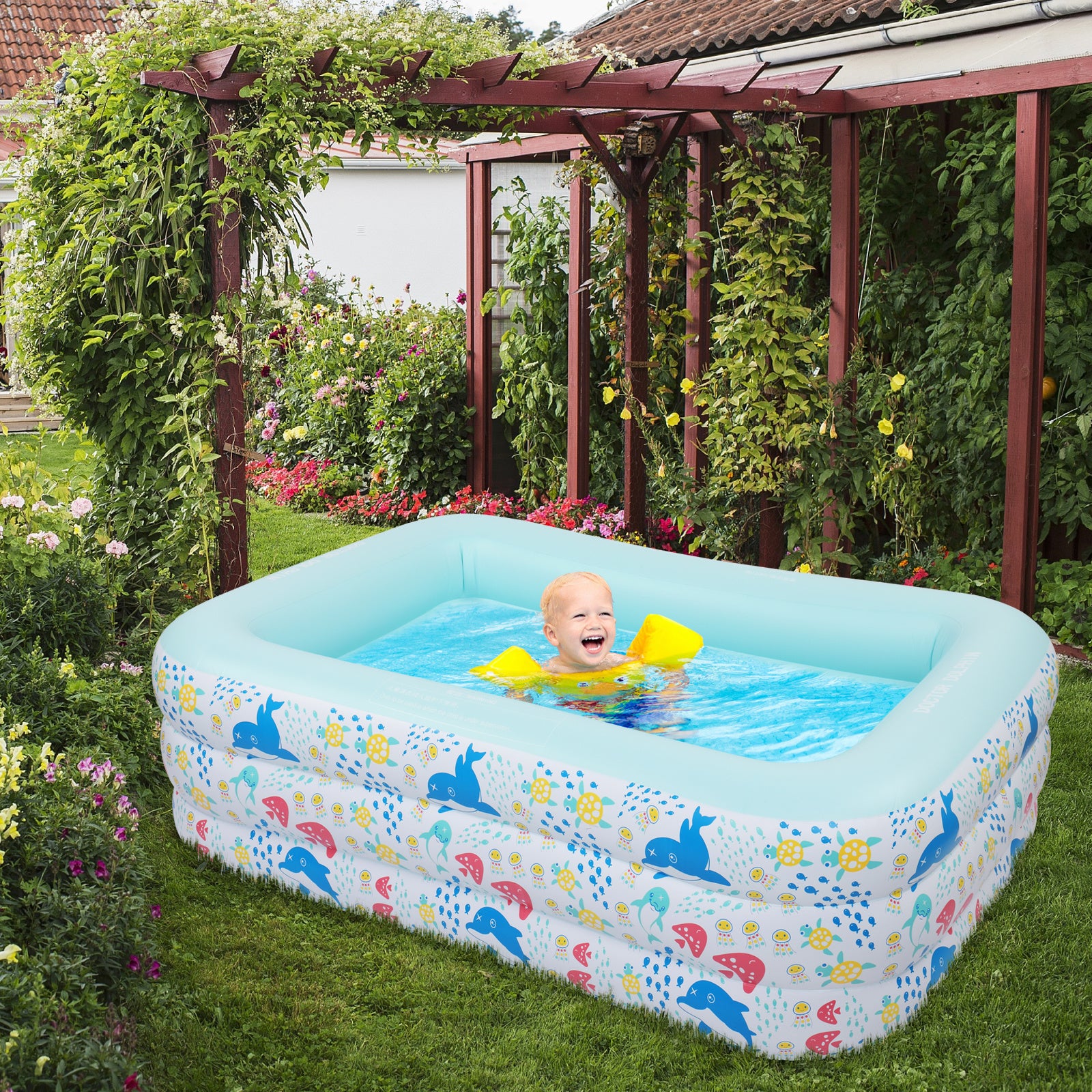 Inflatable Swimming Pool, Family Full-Sized Above Ground Swimming Pools,Inflatable Swim Pool for Kids, Indoor & Outdoor XH