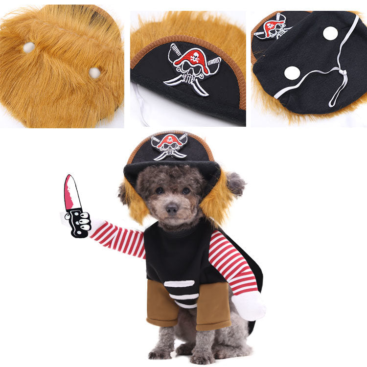 Cool Caribbean Pirate Pet Halloween Costume for Small to Medium Dogs/Cats