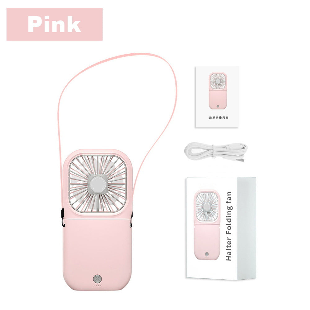 Free shipping 3000mAh Portable USB Rechargeable Hands-free Hanging Neck Folding Mini Fan for Office Dormitory Outdoor Sports Travel Cooler 3 Gears Adjustable Handheld Air Conditioner Summer Cooling