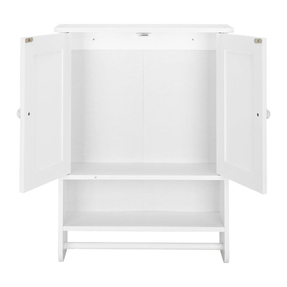 Free shipping Washing table, hanging cabinet, locker, double door with shelf, white with towel bar YJ