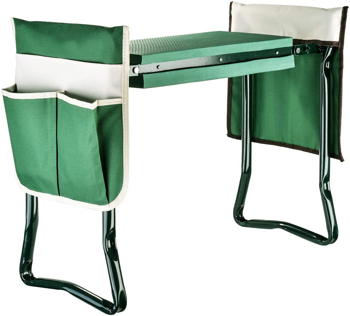 Garden Kneeler and Seat with 2 Bonus Tool Pouches - Portable Garden Bench EVA Foam Pad with Kneeling Pad for Gardening - Sturdy, Lightweight and Practical - Protect Knees and Clothes When Gardening XH