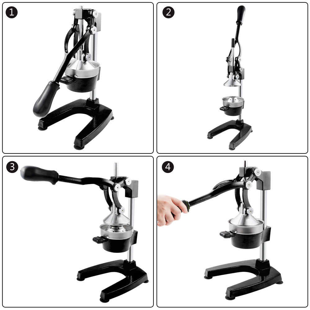 Commercial Grade Citrus Juicer Professional Hand Press Manual Fruit Juicer Orange Juice Squeezer for Lemon Lime Pomegranate (Orange Cast Iron/Stainless Steel) YJ