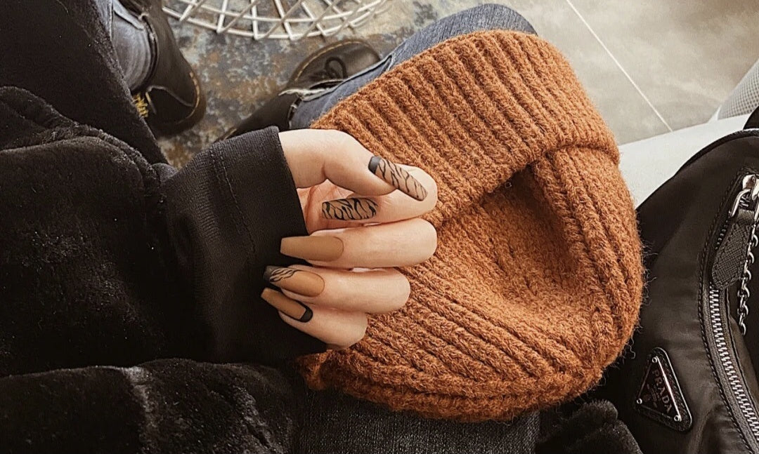 Zebra Prints brown & black coffin nails/ballerina nails/press on/fake nails