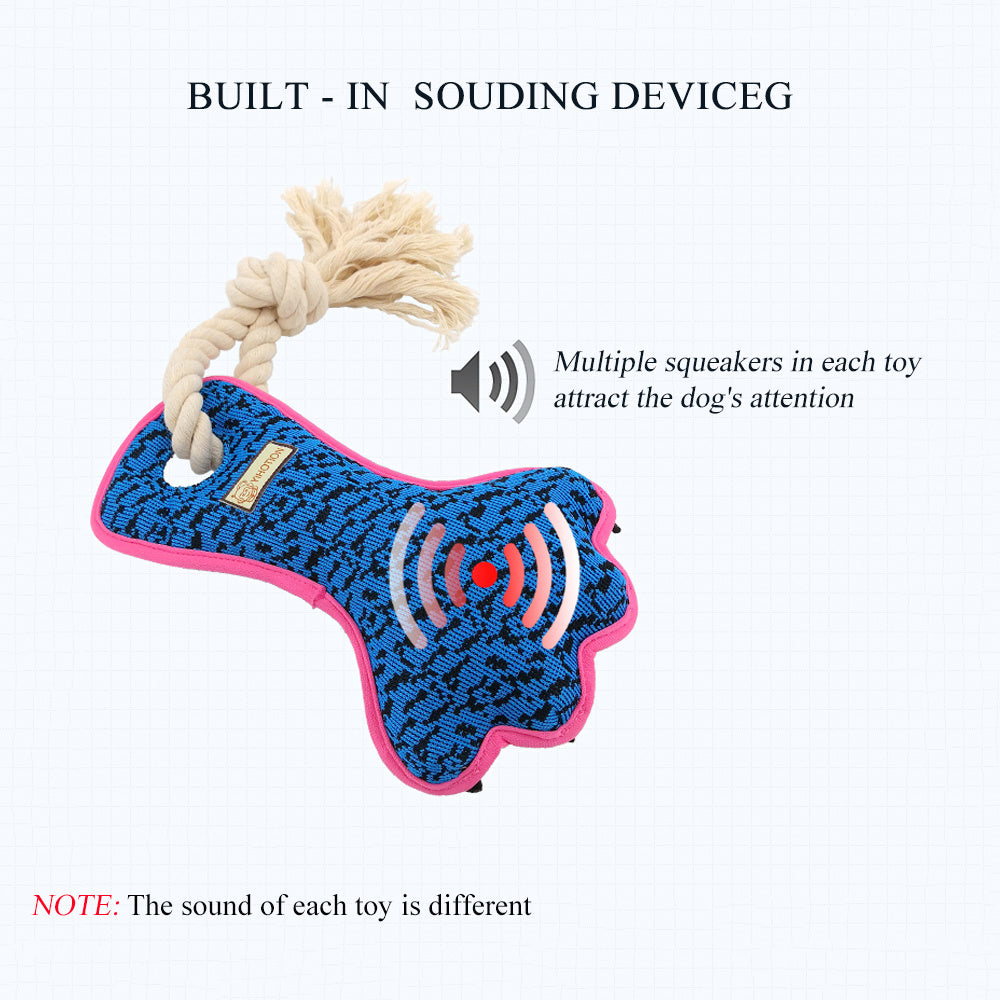 J.CARP Cute Durable Cotton Rope Squeaky Paw Shaped Dog Toy for Aggressive Chewers, Paw