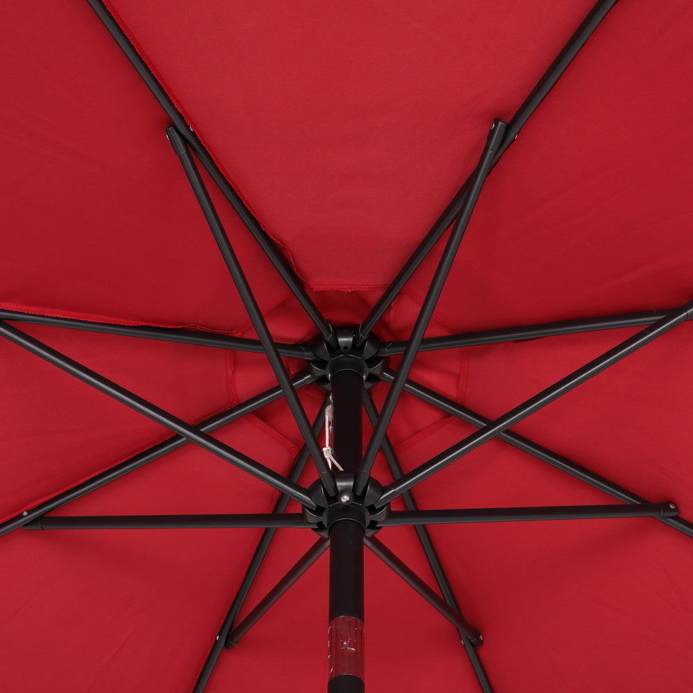 Free shipping 9FT Central Umbrella Waterproof Folding Sunshade Wine Red YJ