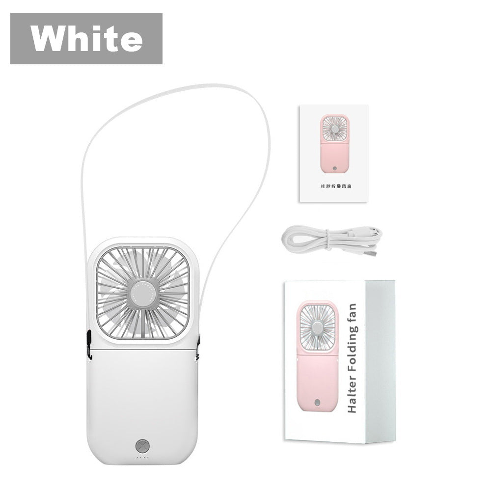 Free shipping 3000mAh Portable USB Rechargeable Hands-free Hanging Neck Folding Mini Fan for Office Dormitory Outdoor Sports Travel Cooler 3 Gears Adjustable Handheld Air Conditioner Summer Cooling