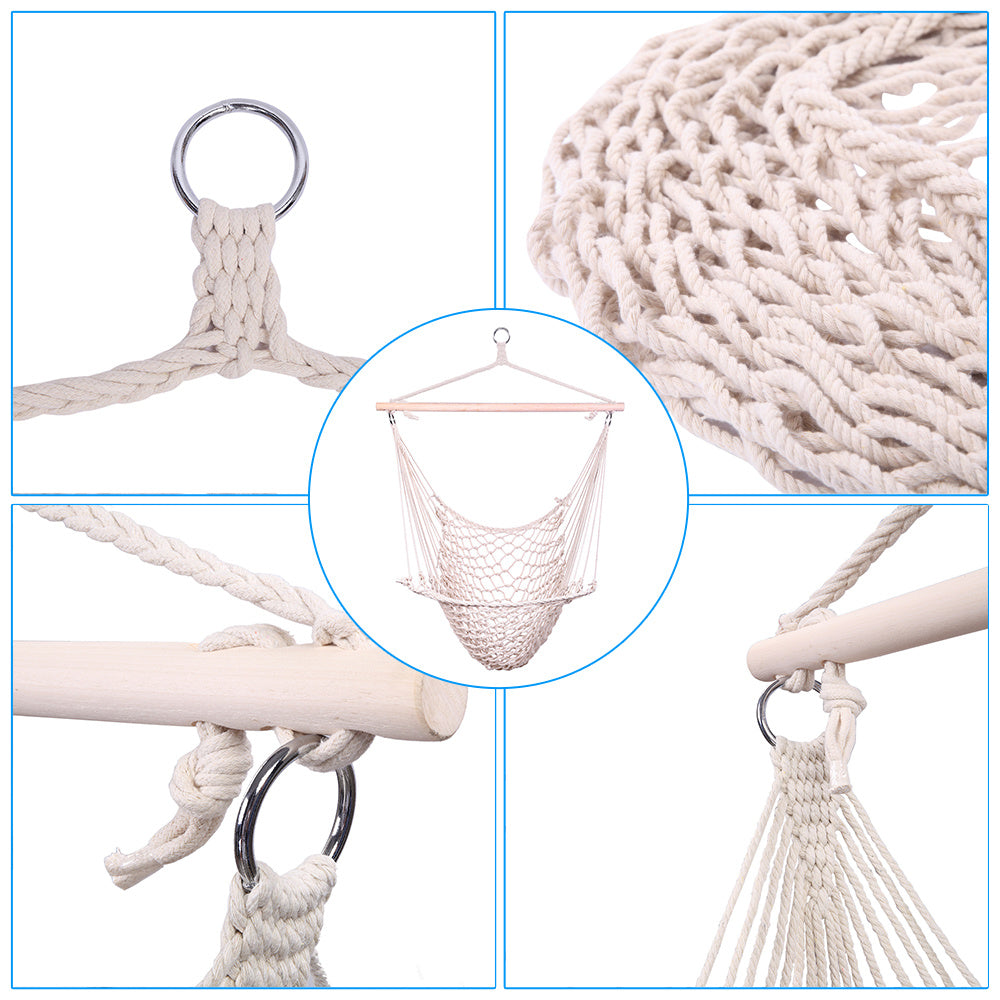 Free shipping 2pcs Indoor Outdoor Garden Cotton Hanging Rope Air/Sky Chair Swing Beige Hammocks YJ