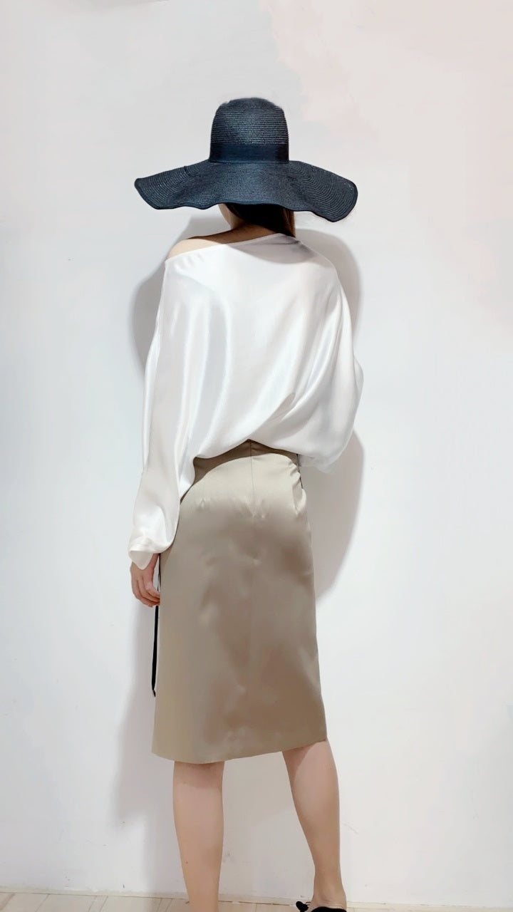2020 Hot Selling VLUEE Women's Flowy Short Sleeve Loose Fit and High Waist Split A Line Mid Skirt