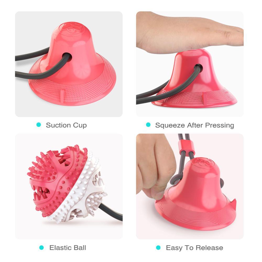 Dog Molar Bite Toy Multifunction Pet Chew Toys with Suction Cup Doggy Pull Ball for Dogs Cats Cleaning Tooth Food Dispenser NEW