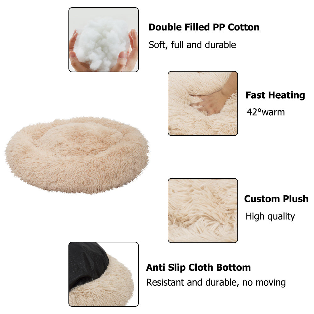 Dog Bed Cat Bed Comfortable Donut Cuddler Round Dog Pillow Bed Nest Anti-Slip Faux Fur Pet Bed Ultra Soft Washable Pet Cushion Bed for Dog Cat Joint-Relief and Improved Sleep YF