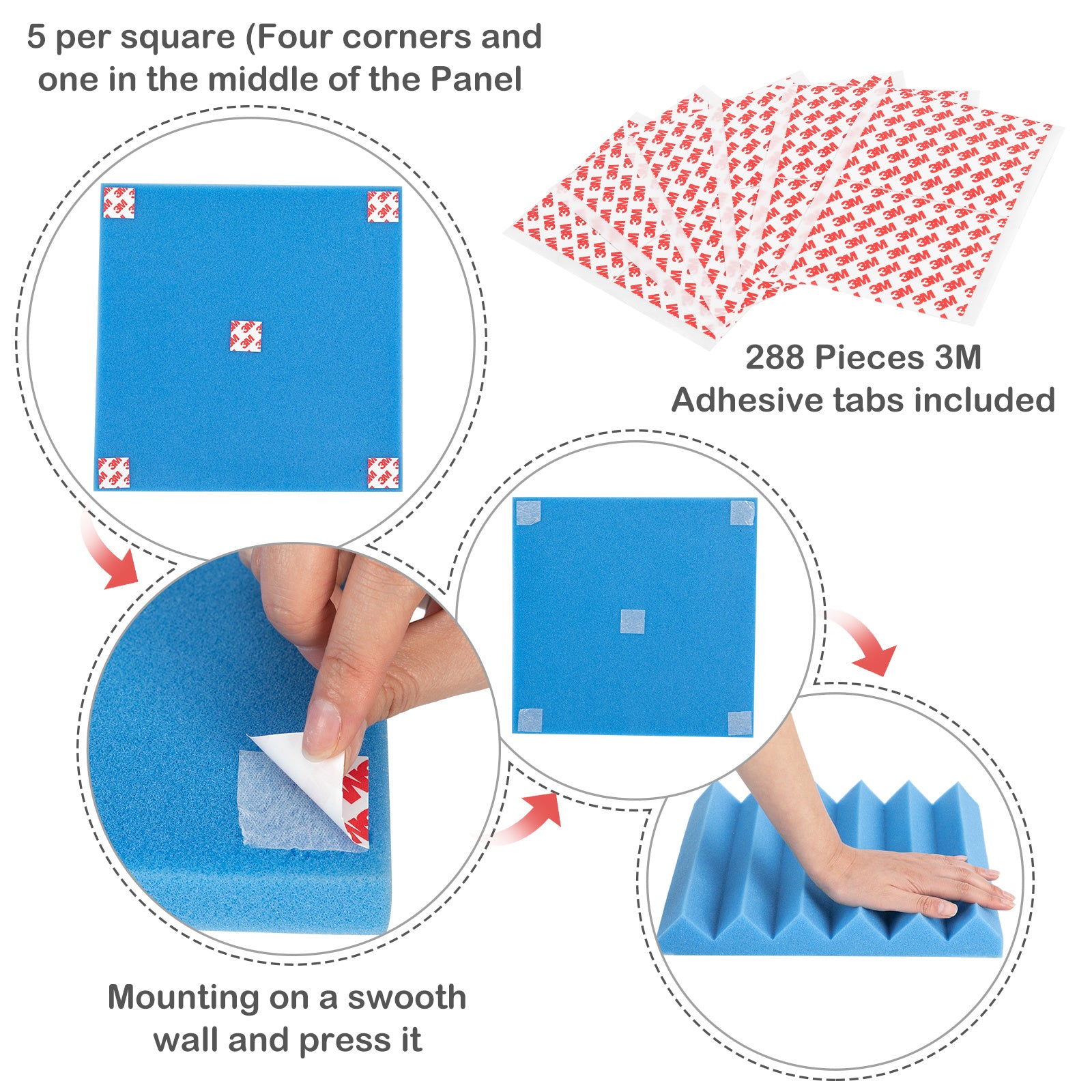 Free shipping 24pcs 12"x12"x2" Acoustic Foam Panel Wedge Studio Soundproofing Wall Padding Black and Blue YJ