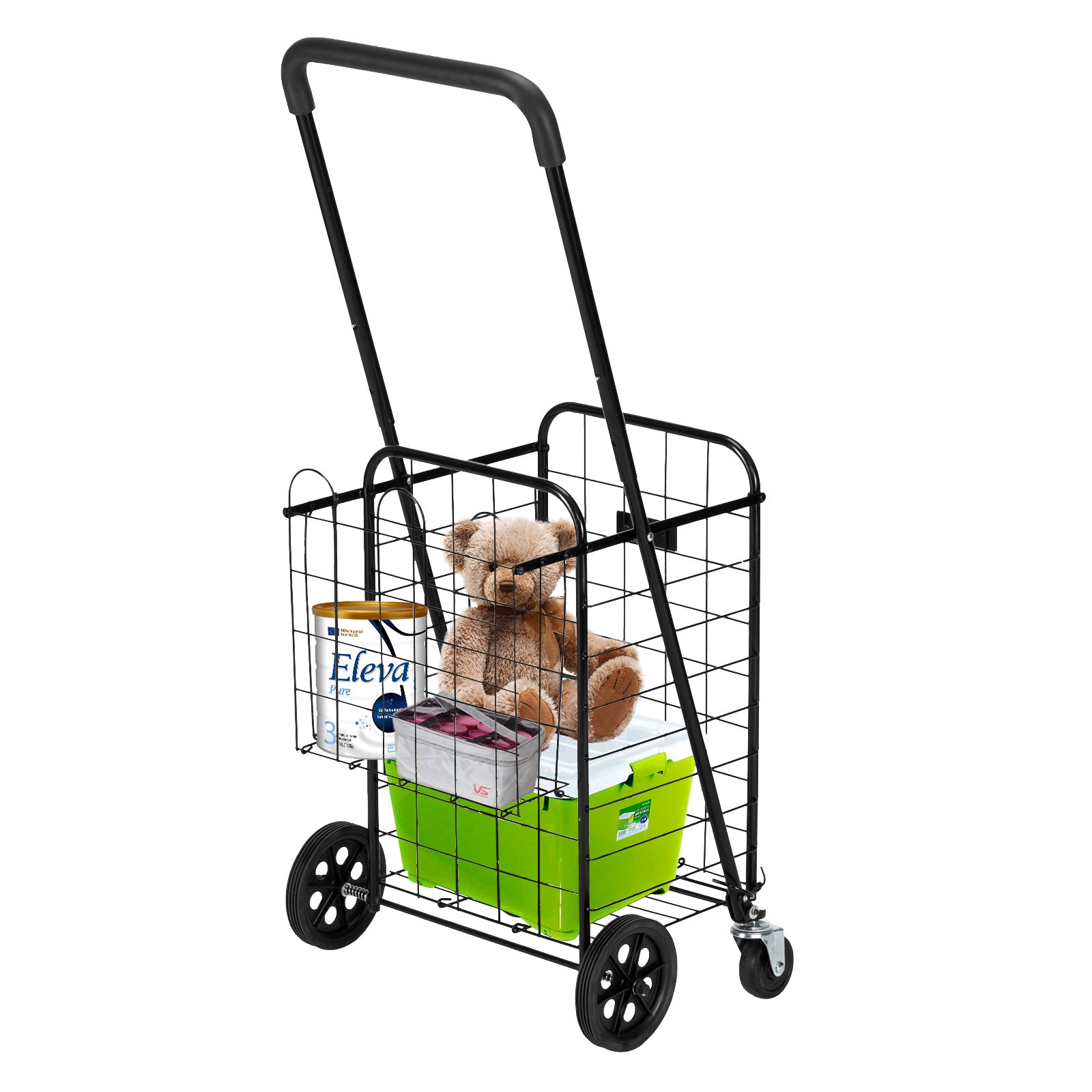 Free shipping Oshion Iron 1100mm Telescopic Armrest 0.8mm 16# Round Tube 30kg Silver Foldable Shopping Cart YJ