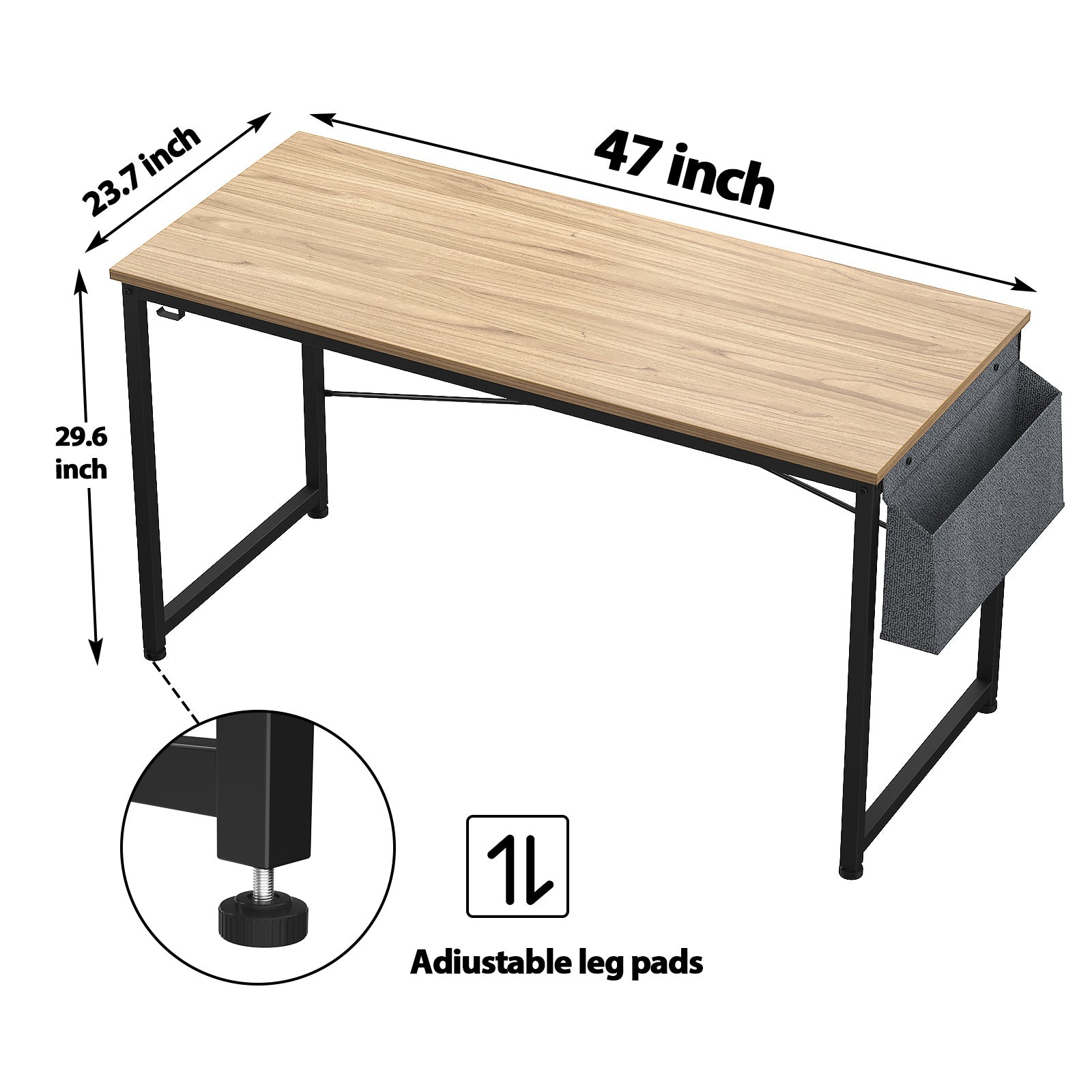 Free shipping Computer Desk 47 inch Home Office Writing Study Desk, Modern Simple Style Laptop Table with Storage Bag multicolor