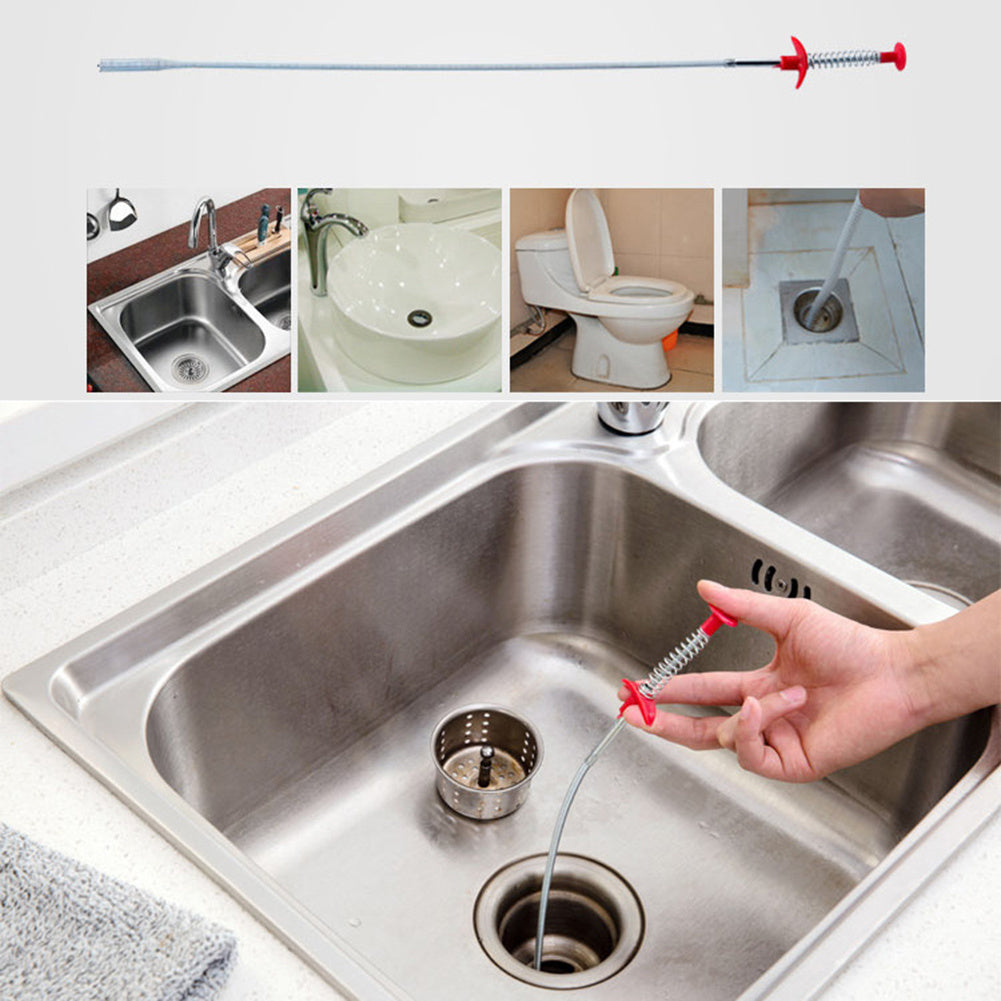 Bendable Sink Cleaning Hook Sewer Dredging Tool Kitchen Spring Pipe Hair Remover
