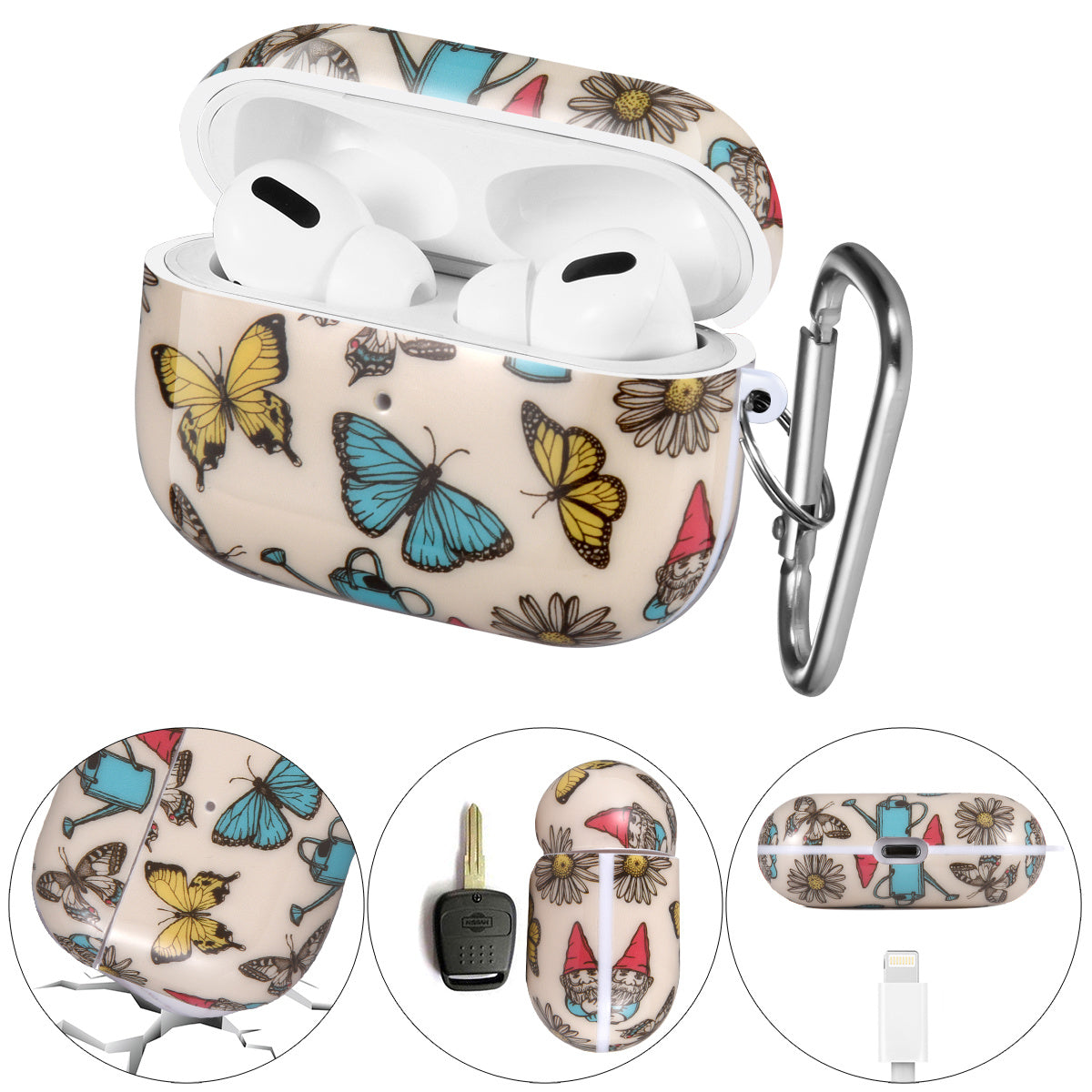 Case Cover with Sunflower Skin,OLEBAND Cute Hard Protective Shockproof Accessory with Keychain for Men Women and Girls,Compatible for Apple Airpods Pro 3 Charging Case Front LED