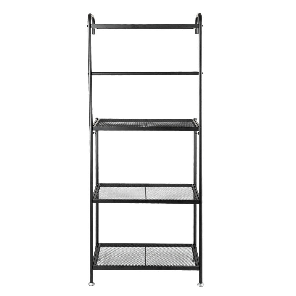 Kitchen Shelf,4-Tier Metal Baker's Rack Organizer Stand Shelf Kitchen Microwave Cart Storage Countertop Dorm Microwave Stand Kitchen Storage Shelving for Kitchen,Black RT