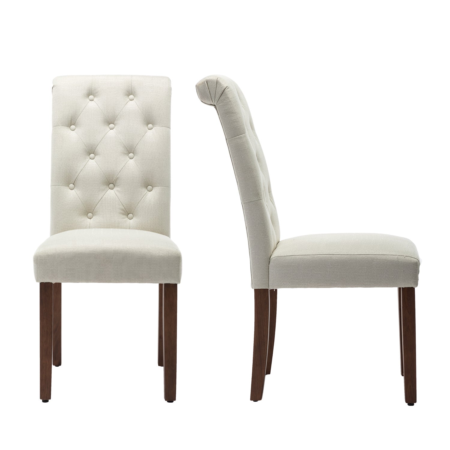 Free Shipping Qwork Furniture Classic Fabric Dining Chair with Wooden Legs - Set of 2