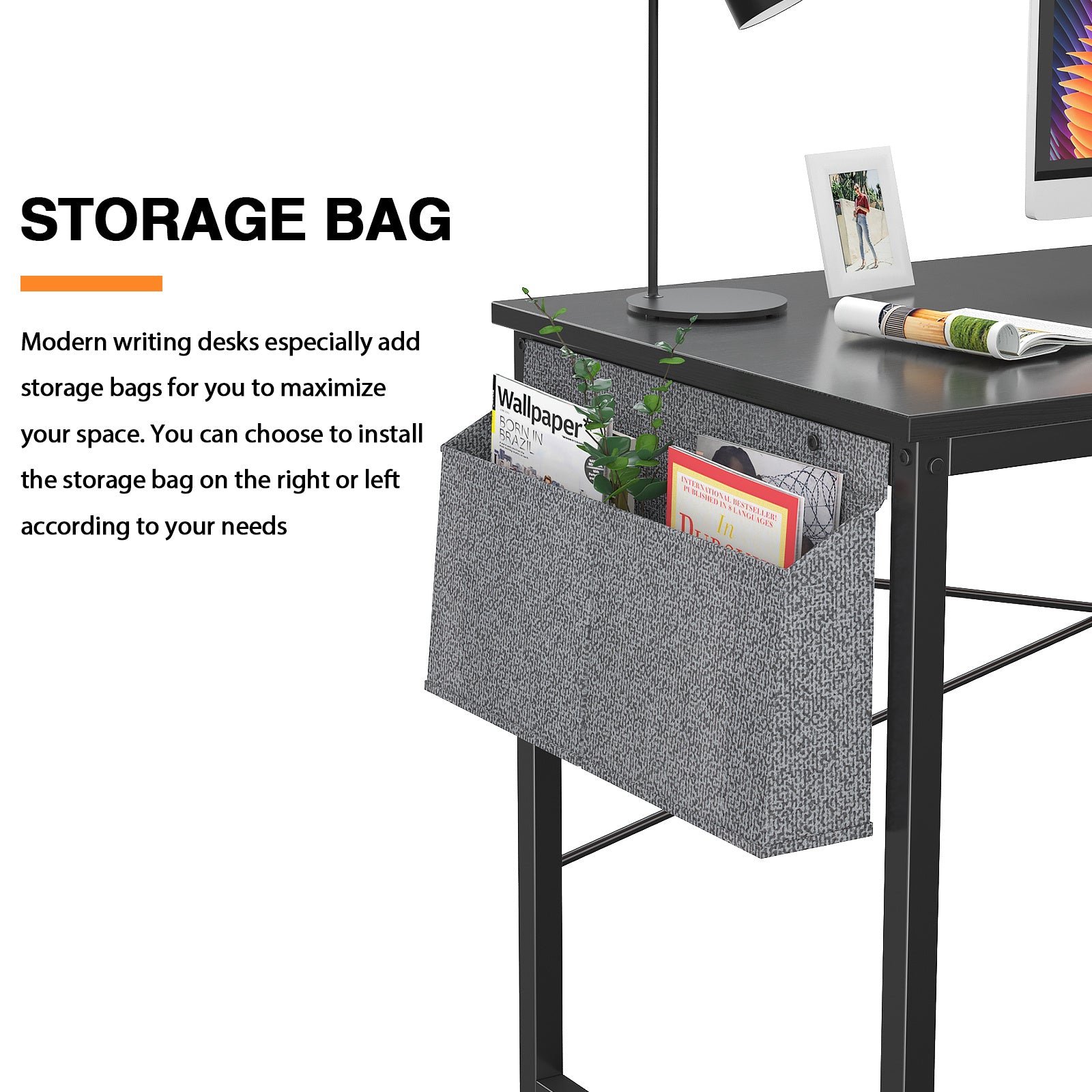 Free shipping Computer Desk 47 inch Home Office Writing Study Desk, Modern Simple Style Laptop Table with Storage Bag multicolor