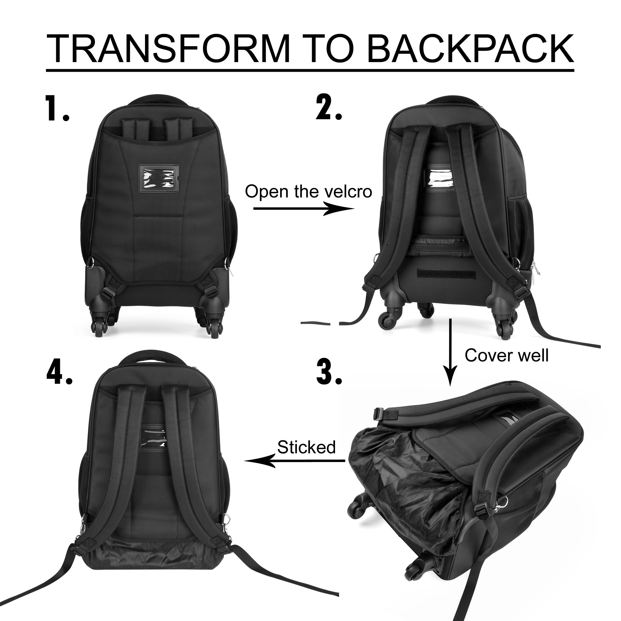 Business Travel Nylon Waterproof Rolling Backpack