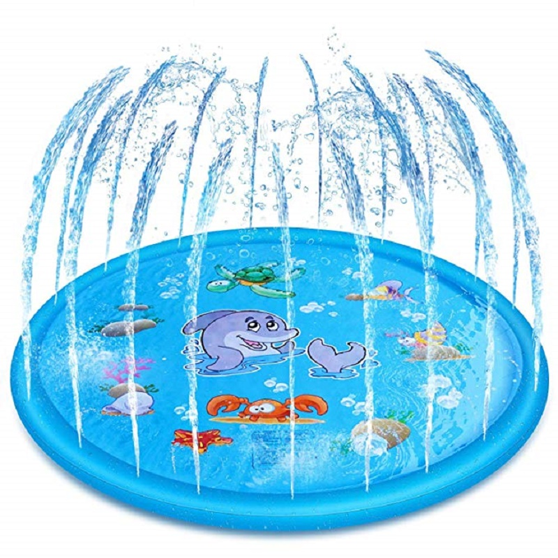 Outdoor Splash Pad 68 inch Sprinkler Play Mat for Baby Toddlers Kiddie Kids Dogs Outdoor Summer Inflatable Spray Water Toys