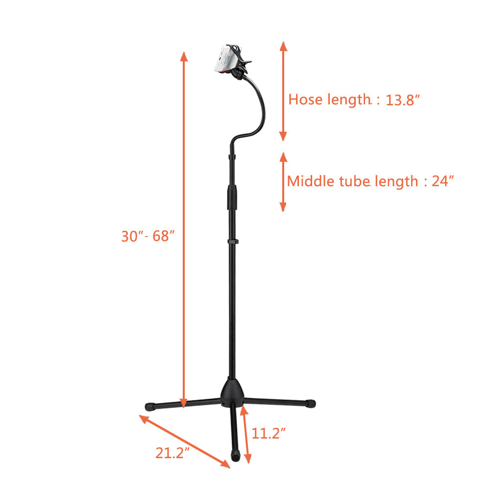 Cell Phone Stand Adjustable Height & Angle Phone Holder Flexible Long Arm Headboard Bedside Lazy Bracket Side Clamps Extend 4.3 Inch Suit For Live Broadcast, Online Class, Face Time, Zoom Meeting, Vid