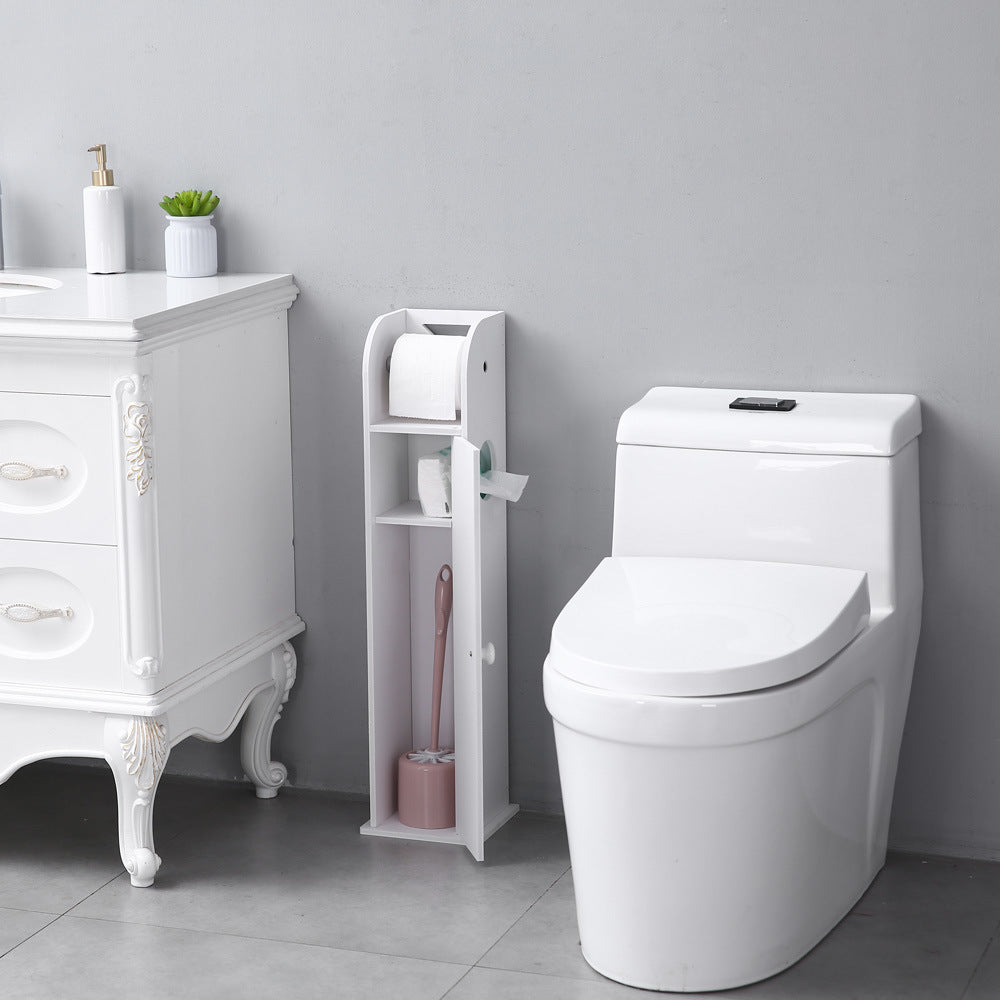 Narrow Cabinet for PVC Toilet Paper Towel with Paper Roll (19 x 19 x 77)Small Bathroom Storage Corner Floor Cabinet, Thin Toilet Vanity Cabinet for Paper Holder YJ