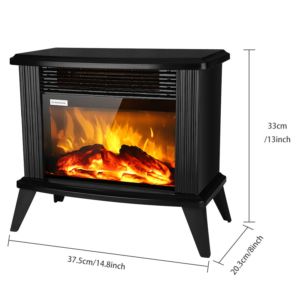 1500w Electric Fireplace Stove, Freestanding Stove Heater with Realistic Flame Overheating Safety Protection for Small Spaces Portable Fake Firewood Infrared Heater XH