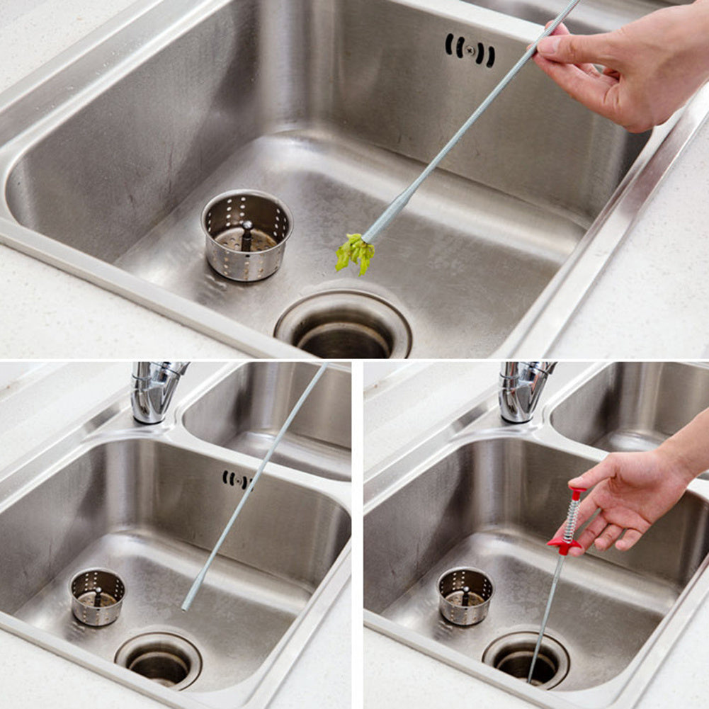 Bendable Sink Cleaning Hook Sewer Dredging Tool Kitchen Spring Pipe Hair Remover