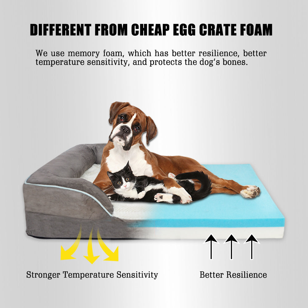Orthopedic Memory Foam Dog Couch with Free Waterproof Liner and Removable Washable Cover, Durable Pet Sofa for Dogs and Cats