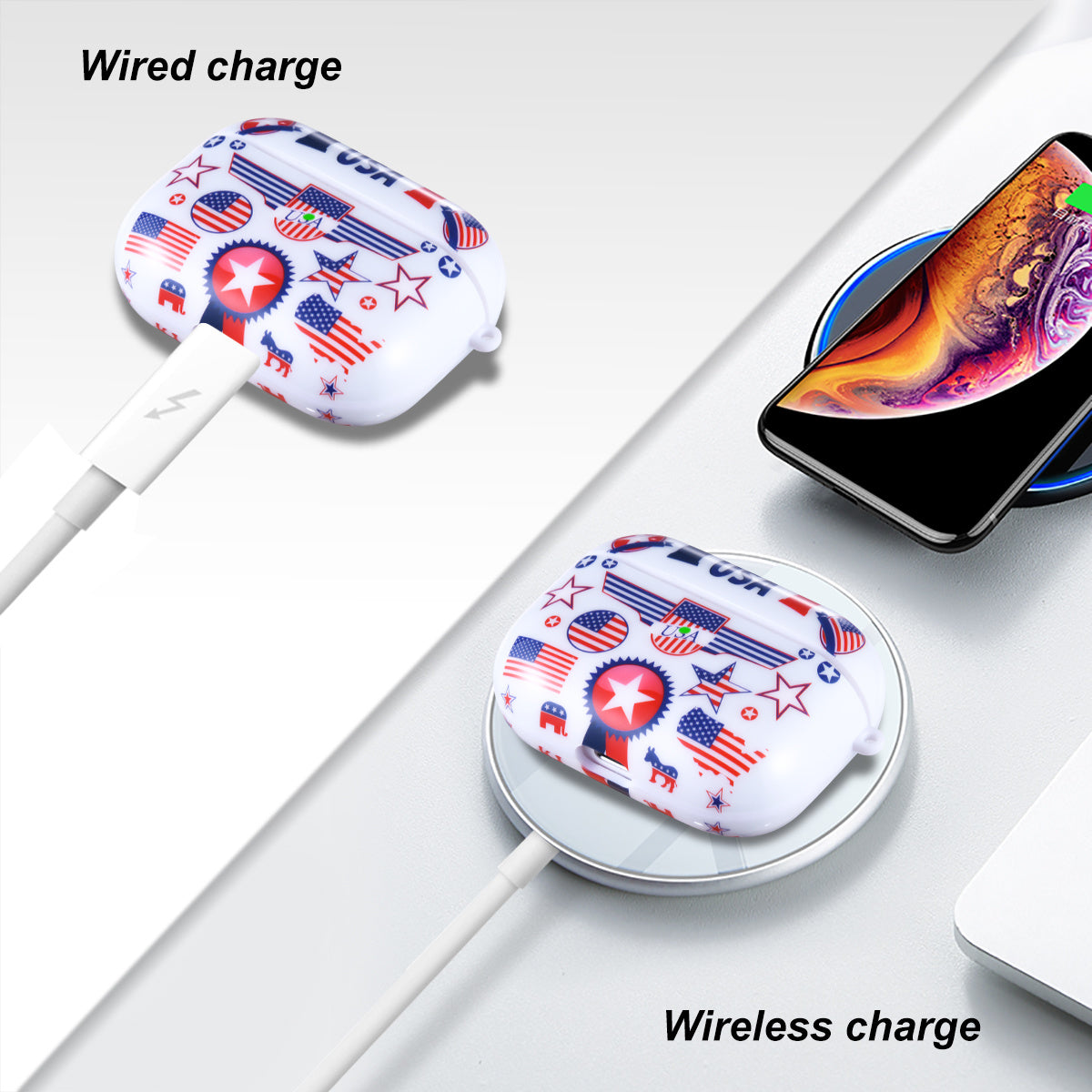 Case Cover with Sunflower Skin,OLEBAND Cute Hard Protective Shockproof Accessory with Keychain for Men Women and Girls,Compatible for Apple Airpods Pro 3 Charging Case Front LED