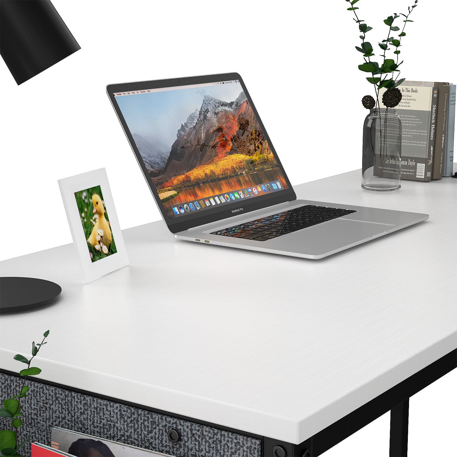 Free shipping Computer Desk 47 inch Home Office Writing Study Desk, Modern Simple Style Laptop Table with Storage Bag multicolor