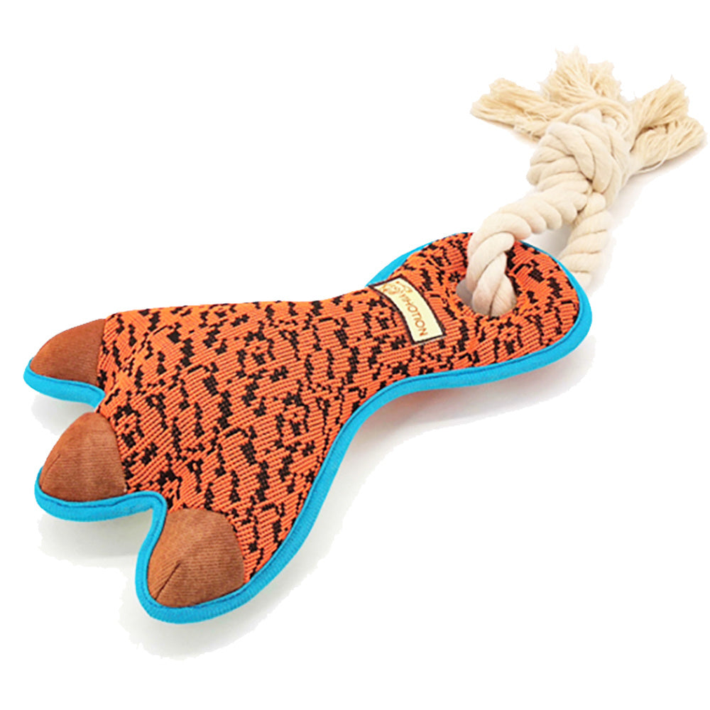 J.CARP Cute Durable Cotton Rope Squeaky Paw Shaped Dog Toy for Aggressive Chewers, Paw