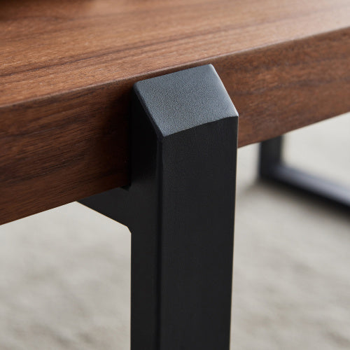 Minimalist coffee table,Black metal frame with walnut top- SQUARE COFFEE TABLE