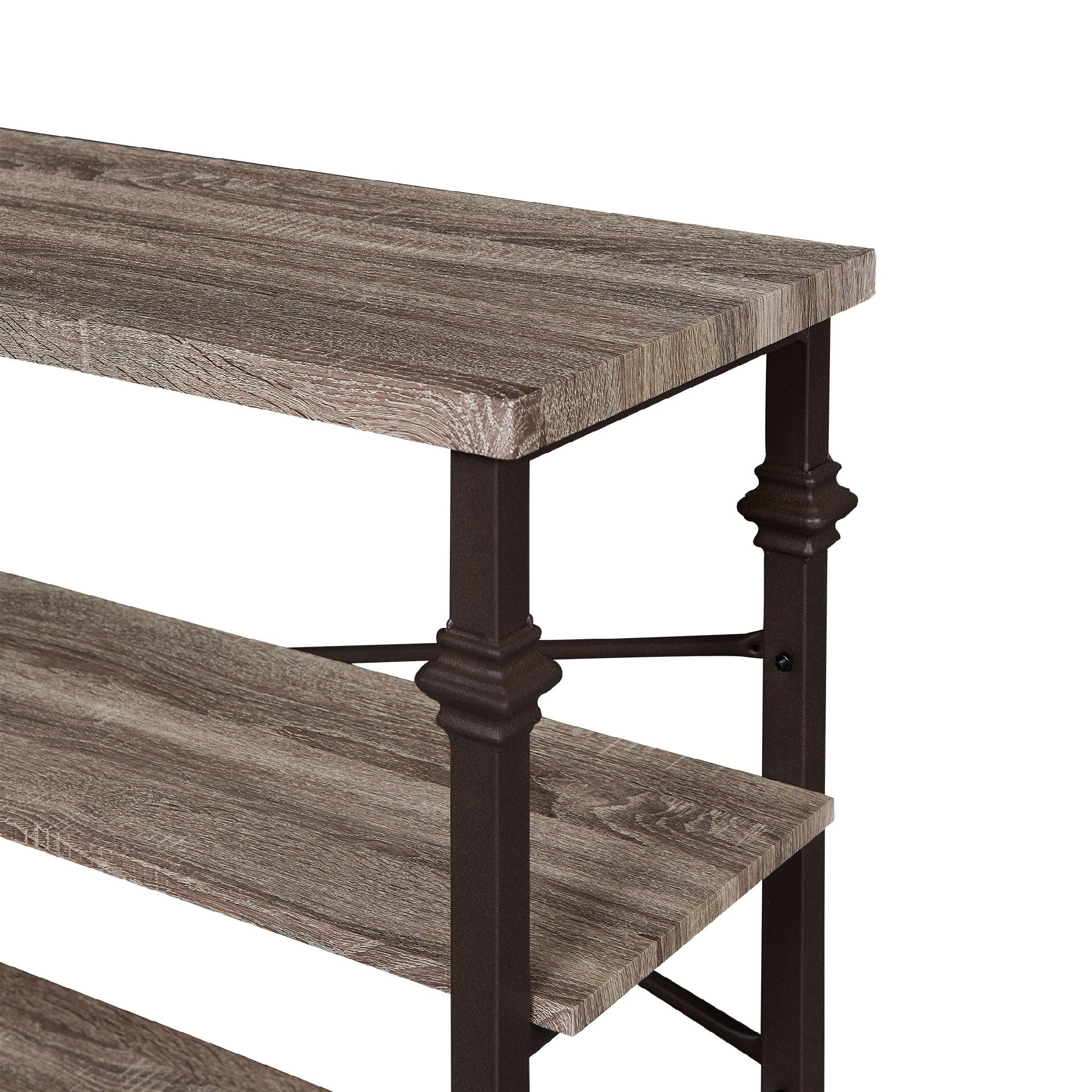 Free shipping 3 Tier Console Sofa Table, Industrial Rustic Entryway Table with Storage Shelf for Living Room, Hallway, Grey Oak Finish, 47-Inch Long YJ