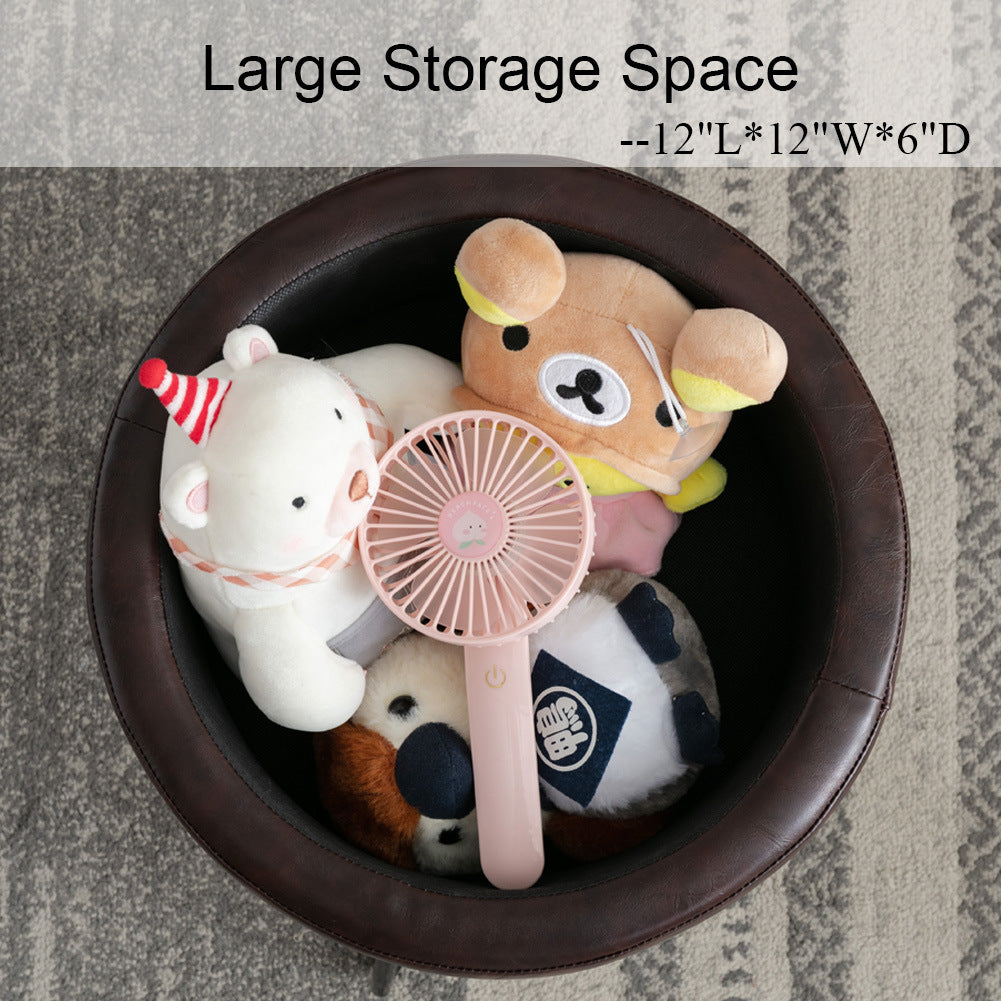 CoVibrant Velvet Vanity Stool with Storage and Tray Mid Century Small Round Ottoman for Bedroom Makeup Desk Living Room