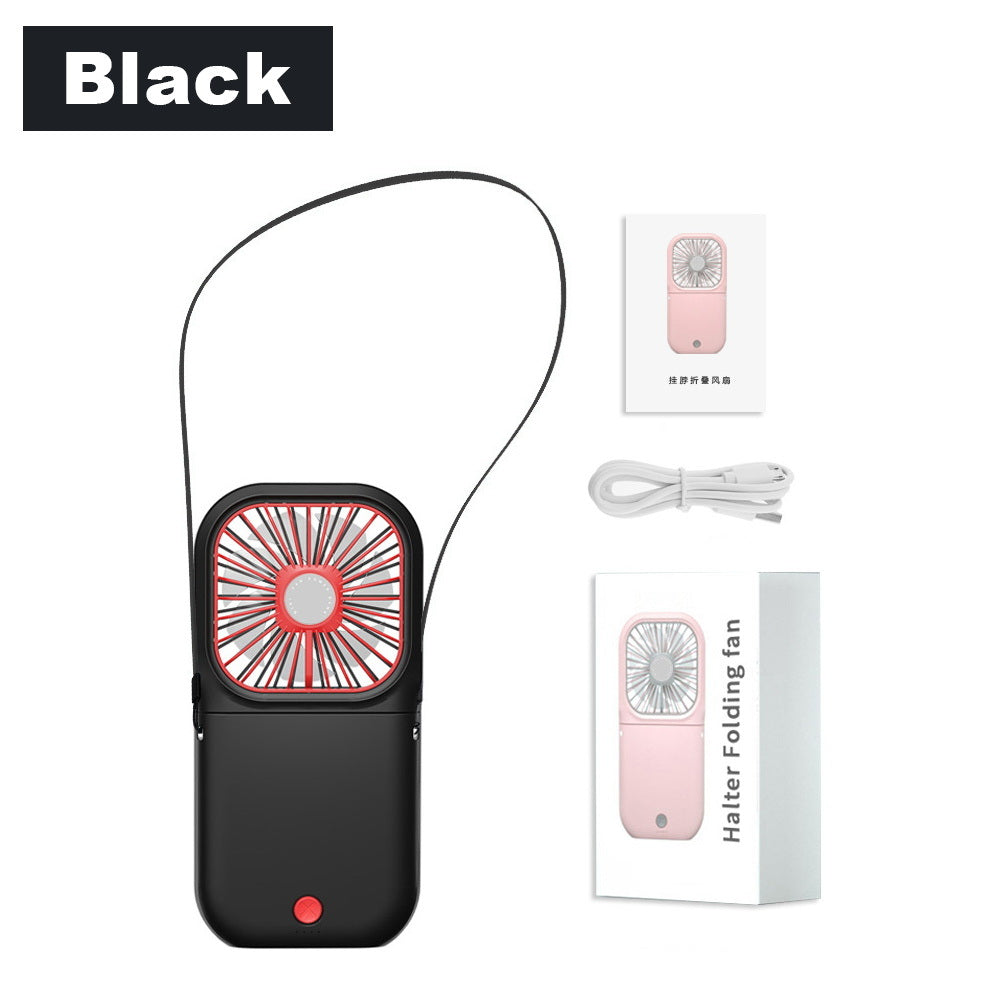 Free shipping 3000mAh Portable USB Rechargeable Hands-free Hanging Neck Folding Mini Fan for Office Dormitory Outdoor Sports Travel Cooler 3 Gears Adjustable Handheld Air Conditioner Summer Cooling