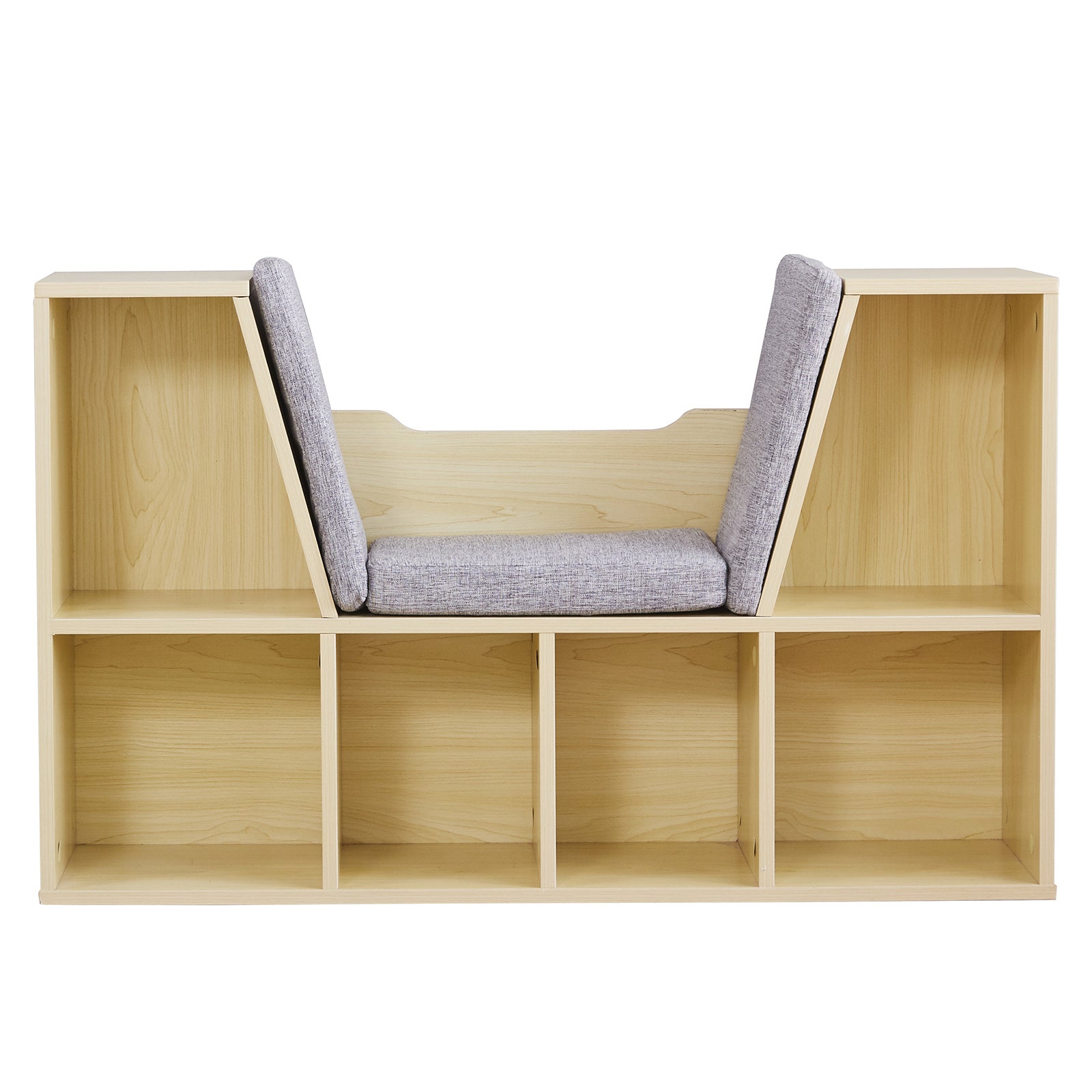 6-Cubby Kids Bookcase, Multi-Purpose Storage Organizer Cabinet Shelf for Children Dark Natural Color RT