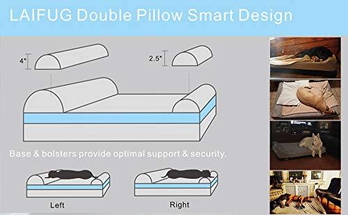 Orthopedic Memory Foam Dog Bed with Pillow and Durable Water Proof Liner & Removable Washable Cover & Smart Design, Extra Large