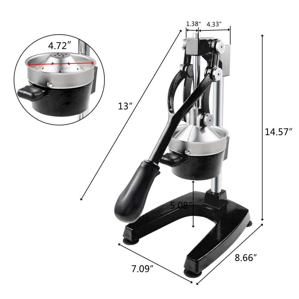 Commercial Grade Citrus Juicer Professional Hand Press Manual Fruit Juicer Orange Juice Squeezer for Lemon Lime Pomegranate (Orange Cast Iron/Stainless Steel) YJ